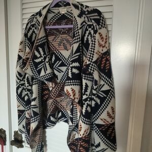 Spoiled Angel Aztec Western Print Size Large Open Cardigan Hi Lo Hem